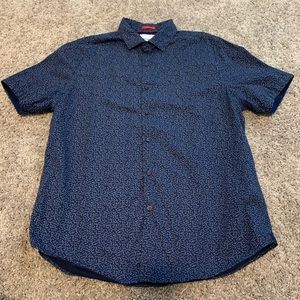 Men’s Denim & Flower Short Sleeve Shirt Blue/White